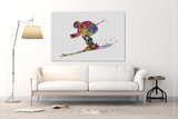 Ski Watercolor Print Skiing Poster Skier Gift Winter Sports Art Wall Art Ski Decor Home Decor For Him Room Decor Nursery Wall Hanging-1459 - CocoMilla