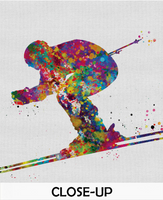 Ski Watercolor Print Skiing Poster Skier Gift Winter Sports Art Wall Art Ski Decor Home Decor For Him Room Decor Nursery Wall Hanging-1459 - CocoMilla