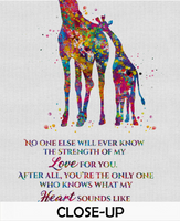 Giraffe and Baby Love Quote Watercolor Print Family Portrait Gift For Kids Nursery art Wall Art Wall Decor Baby Shower Wall Hanging-1436 - CocoMilla