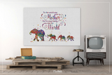 Elephants Watercolor Print Mom and 3 Baby Family MOM Quote Wedding Gift Wall Art Wall Decor Art Home Decor Wall Hanging Baby Shower-1423 - CocoMilla