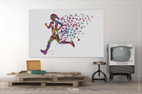 Runner Woman with Birds Watercolor Print Runner Woman Female Girl Marathon Athlete Personalised Gift Poster Sports Running Gift Runners-1500 - CocoMilla