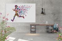 Runner Woman with Birds Watercolor Print Runner Woman Female Girl Marathon Athlete Personalised Gift Poster Sports Running Gift Runners-1500 - CocoMilla