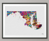 Maryland Map Watercolor Print Cityscape Office Decor Wedding Gift State Map of Maryland Travel Art Home Decor Wall Decor Wall Hanging-521 - CocoMilla