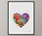 Heart Watercolor Print Archival Fine Art Print Children's Wall Art Home Decor Wall Hanging [NO 186] - CocoMilla