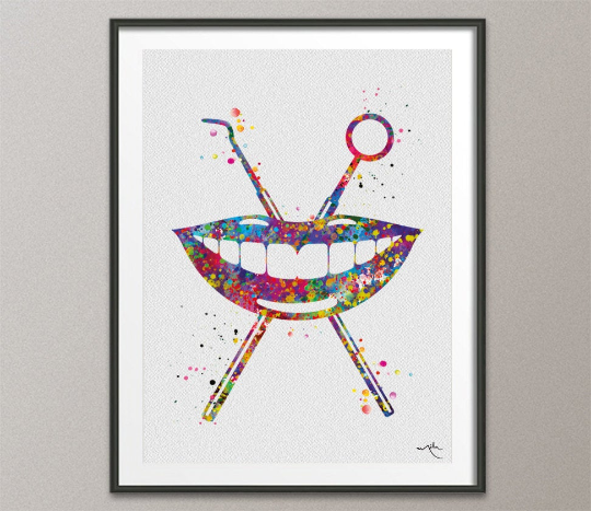 Healthy Smile Watercolor Print Mouth Tooth Anatomical Art Dental Hygienist Clinic Decor Teeth Dentistry Office Dentist Gift Doctor Art-1279 - CocoMilla