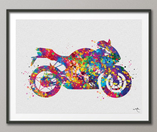 Sportbike Watercolor Print Sport Bike Motorcycle Rider Dirt Bike Motorbike Rider Stunt Racing Motocross Poster Wall Art Motorbike Sport-224 - CocoMilla