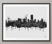 San Francisco Skyline Watercolor Print Wedding Gift Poster Travel Wall Decor Traveller Home Decor Wanderlust California Cityscape Print-378 - CocoMilla