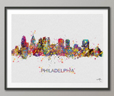 Philadelphia Skyline, Print, Watercolor Painting, Pennsylvania Print, Cityscape, City Poster, Wall Art, Home Decor, Back To School [NO 336] - CocoMilla