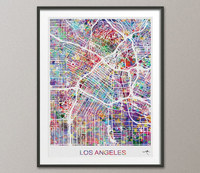 Los Angeles Map, Los Angeles Watercolor Print, Los Angeles Street Map, Travel Decor, Map Art, Wall Hanging, California Street Map, LA -889 - CocoMilla