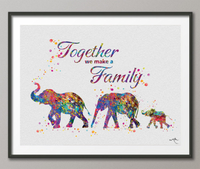 Elephant Family Watercolor Print Lesbian Family Together Family Quote Wedding Gift LGBT Gay Pride Same Sex Gift Lesbian Art Love Wins-803 - CocoMilla
