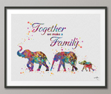 Elephant Family Watercolor Print Lesbian Family Together Family Quote Wedding Gift LGBT Gay Pride Same Sex Gift Lesbian Art Love Wins-803 - CocoMilla