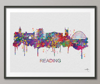 Reading Skyline, Reading City Watercolor Print, England Art Print, Wall Art, Wedding Gift, Travel Wall Decor, Home Decor, Wall Hanging-898 - CocoMilla
