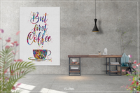 Coffee Quote Watercolor Print But First Coffee Lover Gift Wall Art Cafe Decor Wall Art Housewarming Gift Kitchen Art Decor Coffee Time-1375 - CocoMilla