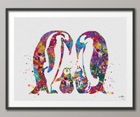 Penguin Family Watercolor Print Same Sex Wedding Gift Two Moms Gift Lesbian and Gay Gift LGBT Gay Pride Same Sex Love Lesbian Rainbow-1108 - CocoMilla