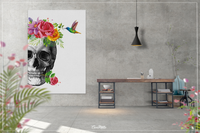 Skull Flowers and Bird Watercolor Print Medical Art Science Art Floral Anatomy with Neurology Human Skull Dental Tooth Skeleton Gift-1355 - CocoMilla