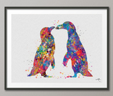 Penguin Watercolor Art Print Marriage Proposal Pebble Wedding Gift Love Giclee Wall Decor Art Home Decor Wall Hanging Housewares [NO 837] - CocoMilla