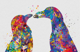 Penguin Watercolor Art Print Marriage Proposal Pebble Wedding Gift Love Giclee Wall Decor Art Home Decor Wall Hanging Housewares [NO 837] - CocoMilla