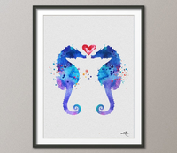 Seahorse Sea Life Watercolor illustrations Art Print wedding gift Wall Art Poster Sea side Wall Decor Ocean Art Home Decor Wall Hanging-117 - CocoMilla