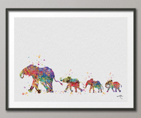 Elephant Family Mom and Babys Art Print Watercolor Painting Wedding Gift idea Wall Art Wall Decor Art Home Decor Wall Hanging No 310 - CocoMilla