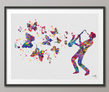 Jazz Man Watercolor Print Nursery For Student Musician Wall Art Poster Music Studio Saxophone Gift Wall Decor Home Decor Wall Hanging-790 - CocoMilla