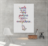 Wash your hands Quote Watercolor Print Praying Hand Wall Art Bathroom decor Funny Thanksgiving Nursery Thanks God Faith Thankful Gift-1413 - CocoMilla
