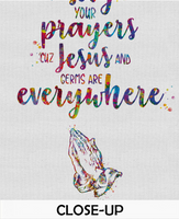 Wash your hands Quote Watercolor Print Praying Hand Wall Art Bathroom decor Funny Thanksgiving Nursery Thanks God Faith Thankful Gift-1413 - CocoMilla
