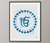 Ek Onkar Watercolor Print Blue Poster Wall Decor Art Khanda Symbol Sikh ik onkar Wedding Gift Sikhism Art Sikh Gift Home Decor Wall Art-430 - CocoMilla