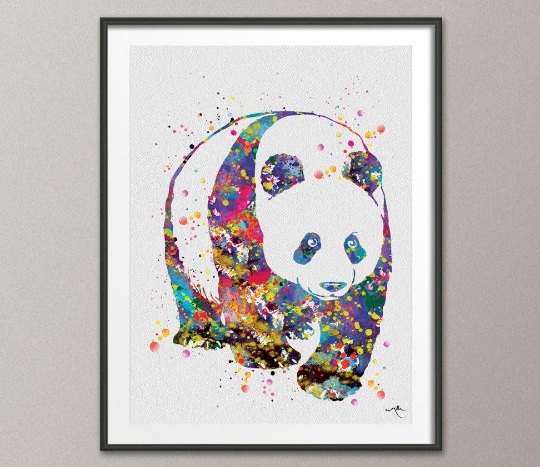Panda Watercolor Print Panda Bear Animal Art Nursery Decor For Kids Art Print Street Wall Decor Art Kids Art For Kids Wall Hanging [No 723] - CocoMilla