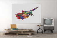 Cyprus Map Watercolor Print Map Country Map Travel Art Home is Where Wedding Gift Poster Anniversary Gift Wall Decor Decor Wall Hanging-1485 - CocoMilla