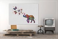 Elephant Spraying Butterfly Art Print Watercolor Painting Wedding Gift idea Wall Art Nursery Wall Decor Art Home Decor Wall Hanging [NO 281] - CocoMilla