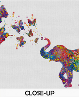 Elephant Spraying Butterfly Art Print Watercolor Painting Wedding Gift idea Wall Art Nursery Wall Decor Art Home Decor Wall Hanging [NO 281] - CocoMilla