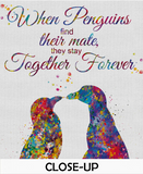 Penguins Love Together Forever Quote Watercolor Art Print Nerd Love Wedding Gift Wall Art Gay Lesbian Gift Art Home Decor Wall Hanging-1554 - CocoMilla