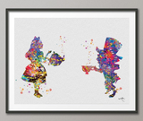 Alice in Wonderland and Mad Hatter Watercolor Print Archival Fine Art Print Children's Wall Art Home Decor Wall Hanging No 99 - CocoMilla