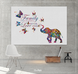 Elephant Family Quote Butterfly Art Watercolor Print Painting Wedding Gift idea Wall Art Nursery Wall Decor Art Home Decor Wall Hanging-1293 - CocoMilla