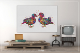Mandarin Duck Watercolor Print Waterfowl Farm Animal Duck Couple Decor Duckling Valentines Gift Love Wedding Gift Watercolor Bird Print-960 - CocoMilla