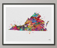 Virginia Map Watercolor Print Cityscape Living Room Wedding Gift Poster Virginia Poster Travel Art Wall Decor Wall Hanging Map Art-514 - CocoMilla