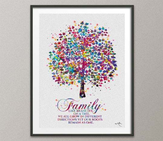 Tree Watercolor Print Family Quote Art Wall Decor Art Home Decor Wall Hanging Nursery Decor Bedroom Decor Tree Roots Housewarming Gift-1166 - CocoMilla