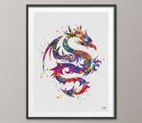 Dragon Tribal Design Watercolor Print Young Room Decor Poster Giclee Geekery Nerd Art Kung Fu Wall Decor Home Decor Wall Hanging [NO 460] - CocoMilla