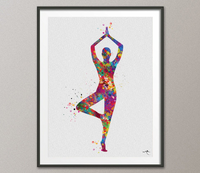 Yoga Art, Yoga Tree Pose, Yoga Poster, Yoga Pose, Yoga Print, Yoga Watercolor, Yoga Studio, Yoga Decor, Yoga Wall Decor, Yoga Gift, Yoga-879 - CocoMilla