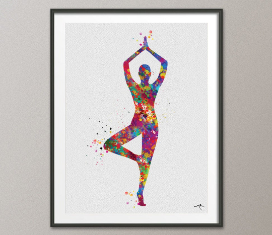 Yoga Art, Yoga Tree Pose, Yoga Poster, Yoga Pose, Yoga Print, Yoga Watercolor, Yoga Studio, Yoga Decor, Yoga Wall Decor, Yoga Gift, Yoga-879 - CocoMilla