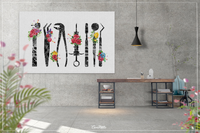 Dentist Tools Floral Watercolor Print Tooth Flowers Medical Art Surgeon Dental Clinic Decor Gift Dentistry Office Decor Graduaiton Gift-1340 - CocoMilla