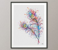 Peacock Feather Watercolor Print Home Decor Peacock Poster Peacock Painting Feather Decor Decor Wedding Gift Watercolor Bird Print-1003 - CocoMilla