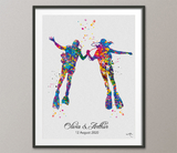 Scuba Diving Couple Watercolor Print Personalised Scuba Diving Couple Print Wall Art Diving Wedding Gift Valentine's Gift Wall Hanging-1422 - CocoMilla