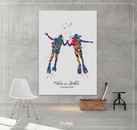 Scuba Diving Couple Watercolor Print Personalised Scuba Diving Couple Print Wall Art Diving Wedding Gift Valentine's Gift Wall Hanging-1422 - CocoMilla