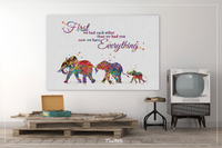 Elephant Family Mom Dad and Baby Family Quote Watercolor Print Wedding Gift Wall Art Wall Decor Art Home Parent Gift Decor Wall Hanging-1543 - CocoMilla