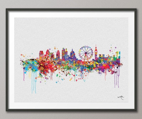 London Skyline England illustrations Art Print Wall Wedding Gift Poster Giclee Wall Decor Art Home Decor Wall Hanging [NO 149] - CocoMilla