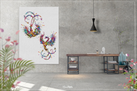 Phoenix Bird Couple Watercolor Bird Print Wedding Gift Bird Wall Art Poster Fire Bird Wall Decor Valentines Darling Gift Wall Hanging-1446 - CocoMilla