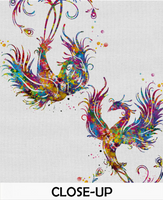 Phoenix Bird Couple Watercolor Bird Print Wedding Gift Bird Wall Art Poster Fire Bird Wall Decor Valentines Darling Gift Wall Hanging-1446 - CocoMilla