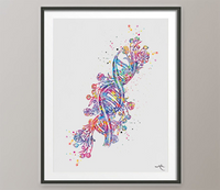 DNA Watercolor Print DNA Helix Molecule Structure Medical Wall Art Science Art Genetic Doctor Office Clinic Laboratory Biology Decor-1541 - CocoMilla