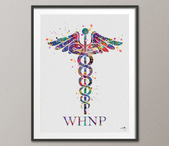 Caduceus WHNP Watercolor Print Wall Art Nurse Art Registered Nurse Gift Medical Art Science Art Gift Women's Health Nurse Practitioner-452 - CocoMilla
